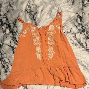 Orange Embroidered Women's Top